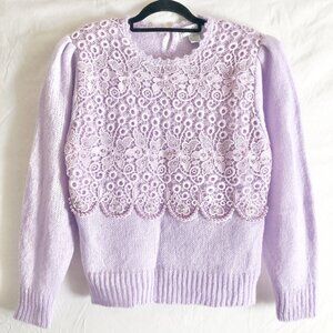 Vintage 80s Pastel Lavender Crochet Sweater